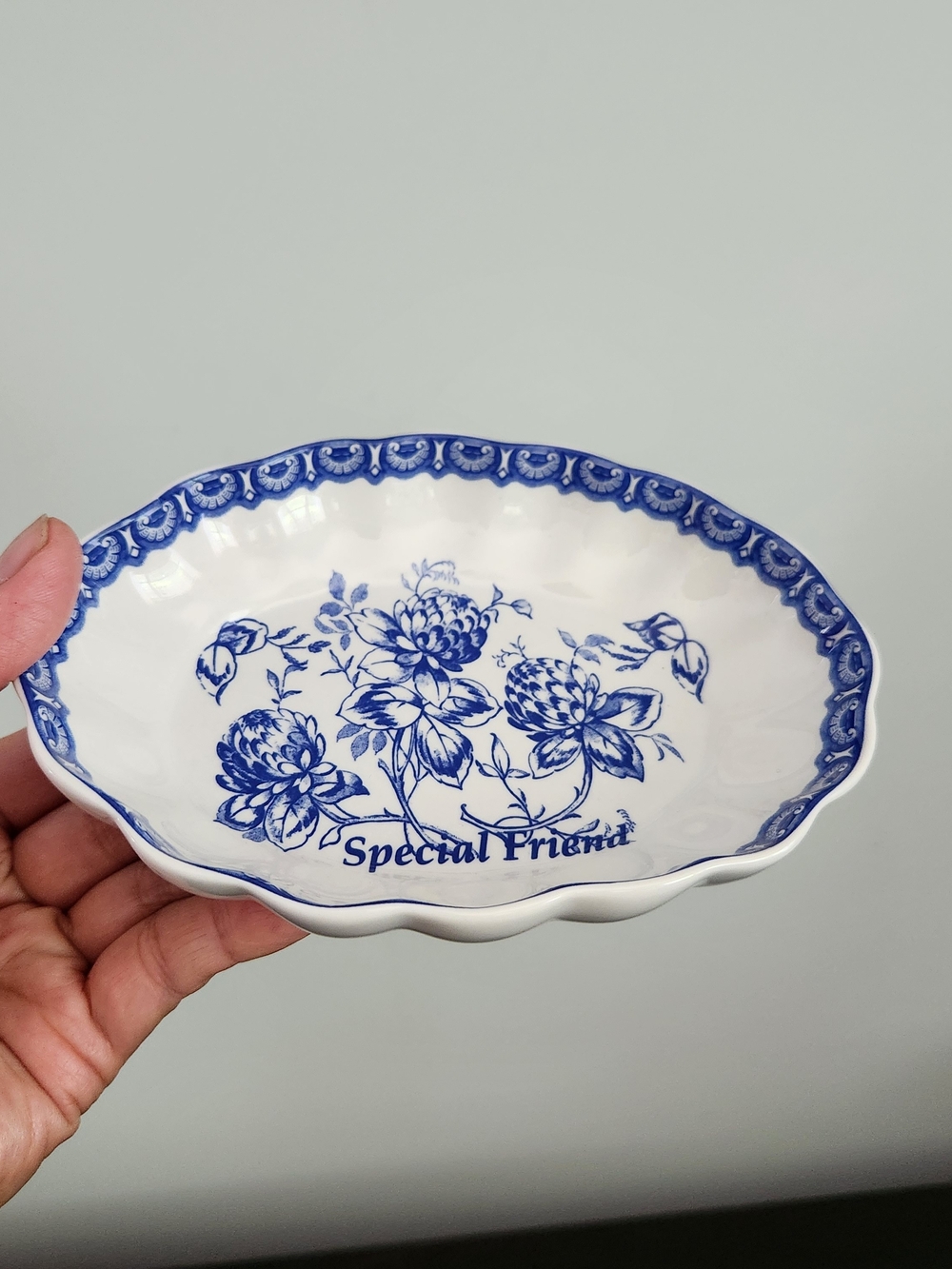 Spode Blue and White Floral 'Special Friend' Serving Trinket Dish
